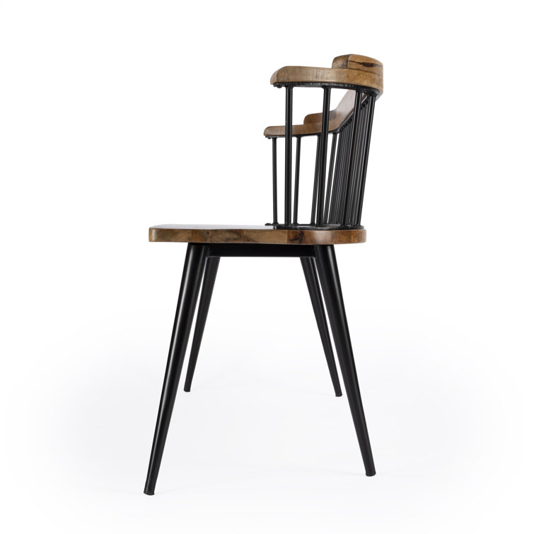 Tempe Natural Mango Wood and Black Iron Spindle Back Bench