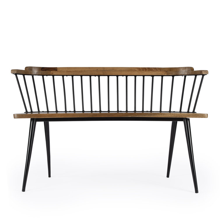 Tempe Natural Mango Wood and Black Iron Spindle Back Bench