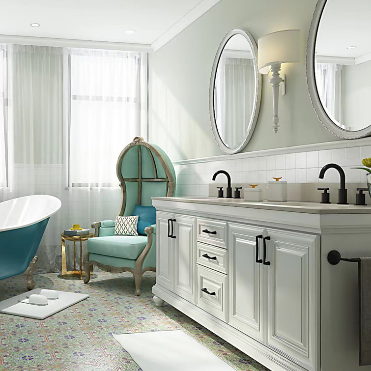Matte Black Brass Widespread Bathroom Faucet with Drain Assembly