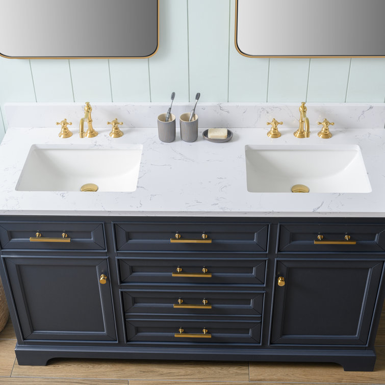Indigo Blue Double Vanity with Carrara White Top