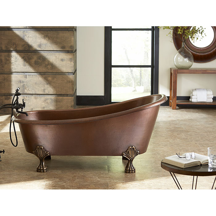 Heisenberg Antique Copper Freestanding Clawfoot Bathtub with Bronze Feet