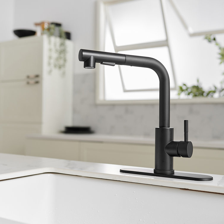 Matte Black Stainless Steel Pull-Out Spray Kitchen Faucet