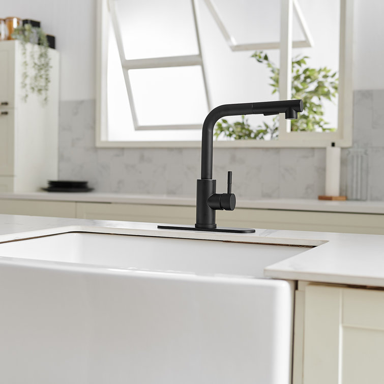 Matte Black Stainless Steel Pull-Out Spray Kitchen Faucet