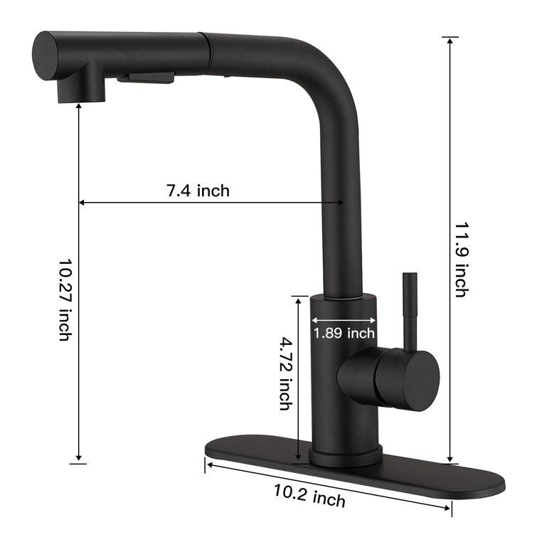 Matte Black Stainless Steel Pull-Out Spray Kitchen Faucet