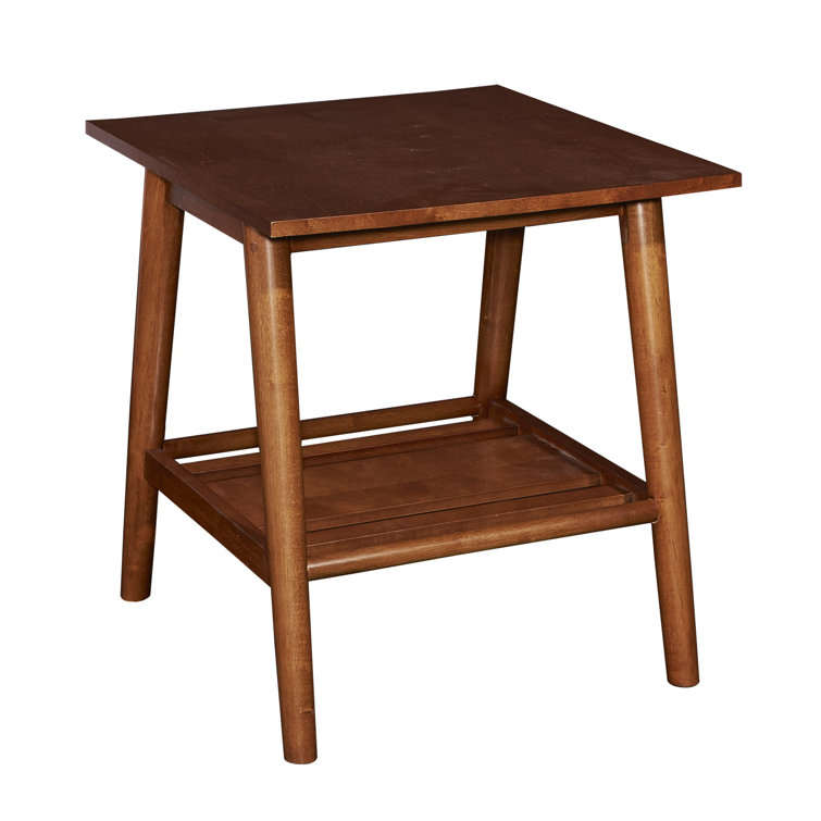 Brock 25'' Medium Yellow Brown Square Wood End Table with Shelf