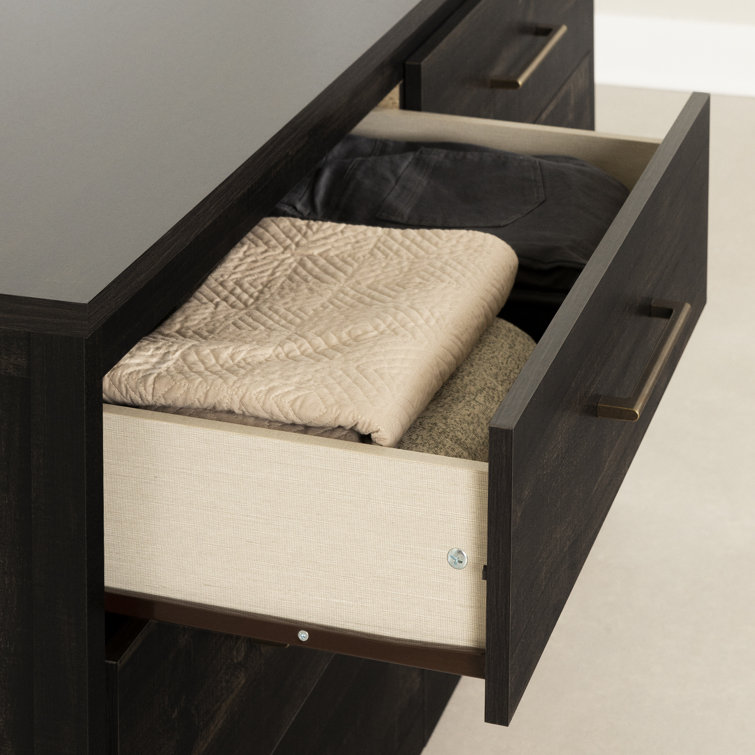 Rubbed Black Double 6-Drawer Dresser