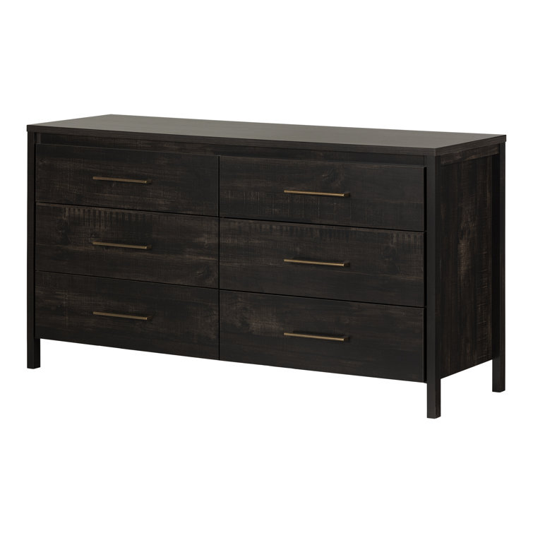 Rubbed Black Double 6-Drawer Dresser