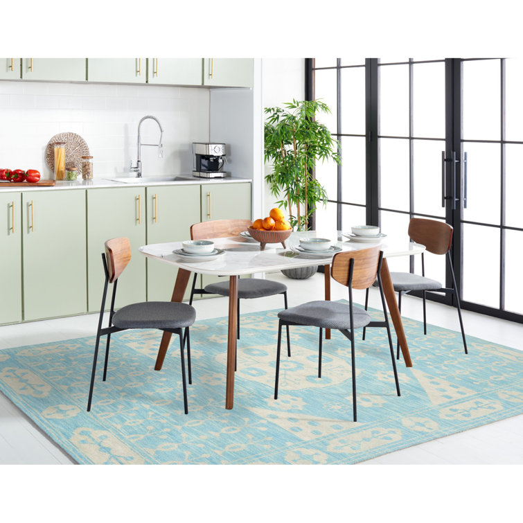 Kenya Hand-Knotted Wool Square Area Rug in Light Blue