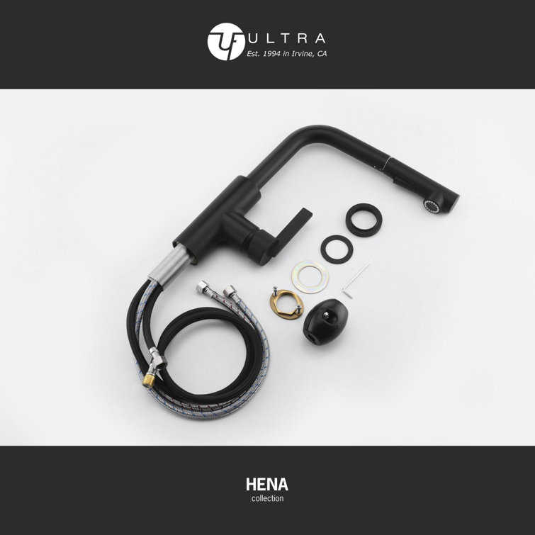 Matte Black Contemporary Pull-Out Kitchen Faucet with Lever Handle