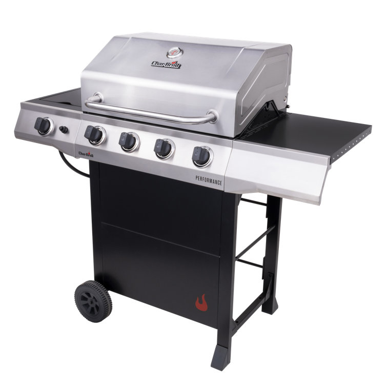 Stainless Steel 4-Burner Propane Gas Grill with Side Burner