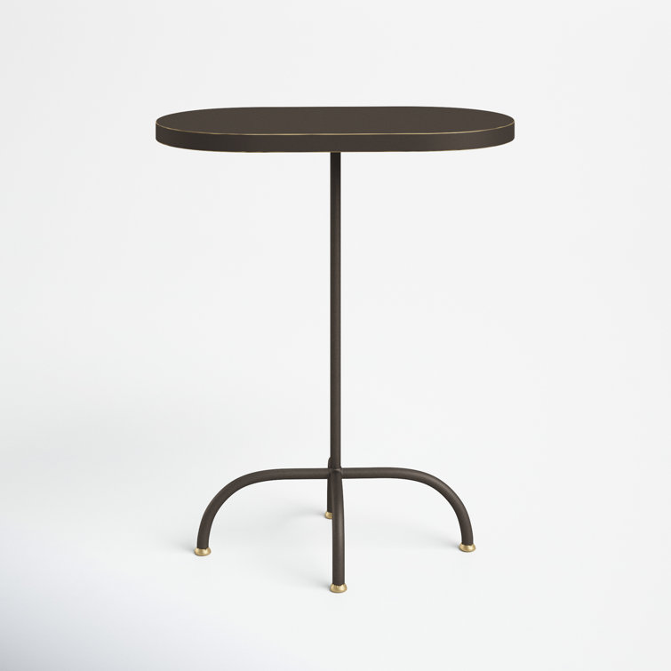 Oval MDF and Iron End Table with Gold and Black Finish