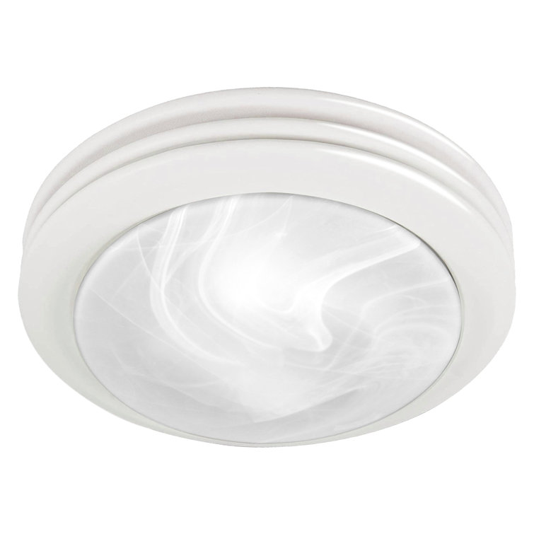 Satin White 13" Round Bathroom Ceiling Exhaust Fan with LED Light