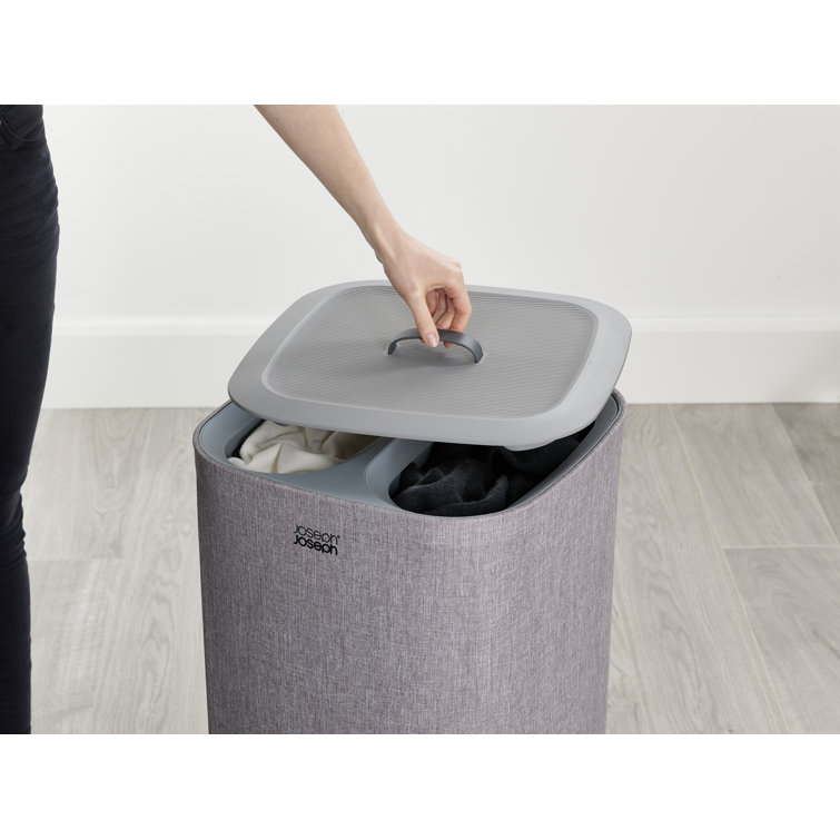 Gray Plastic Kids Laundry Sorter with Lid