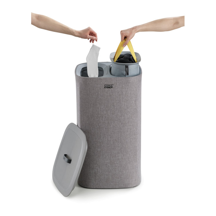 Gray Plastic Kids Laundry Sorter with Lid