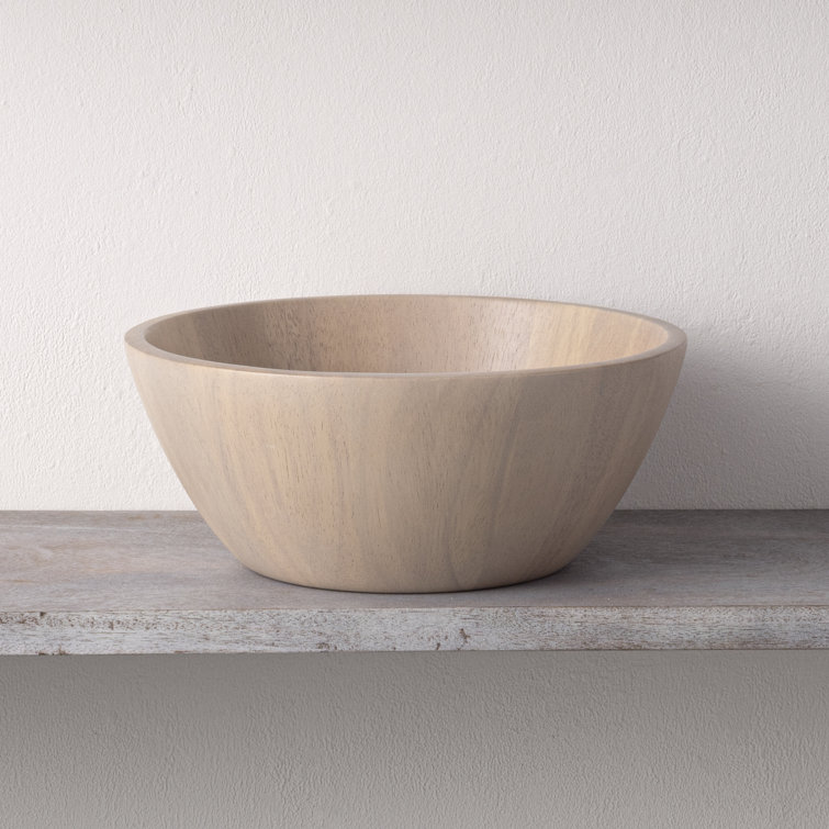 Blonde Par Rubber Tree Wood Large Serving Bowl 17.5"