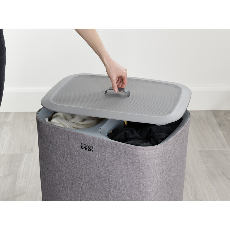 Gray Plastic Kids Laundry Sorter with Lid