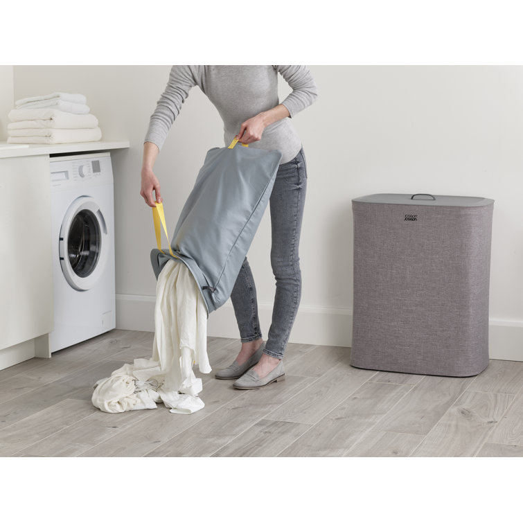 Gray Plastic Kids Laundry Sorter with Lid