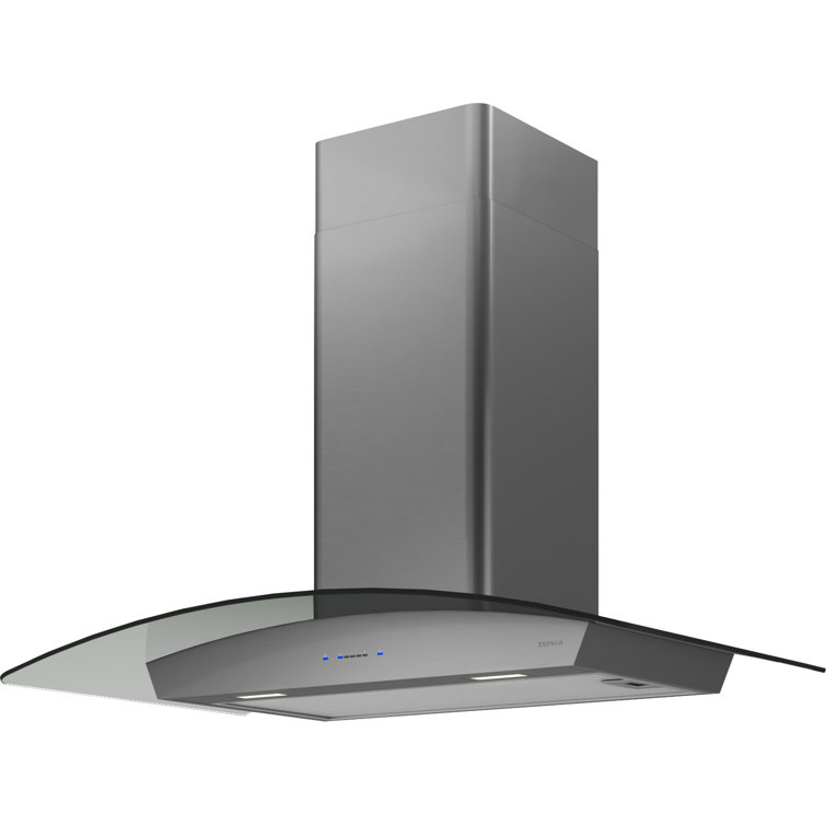 30" Black Stainless Steel Wall Mounted Range Hood with Glass Canopy