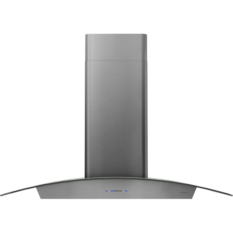 30" Black Stainless Steel Wall Mounted Range Hood with Glass Canopy