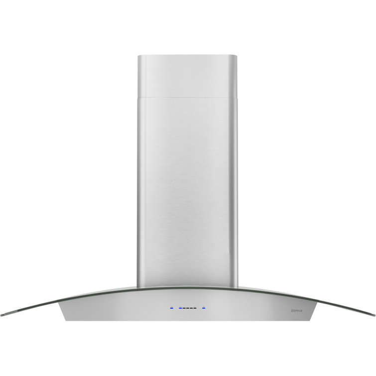 36'' Stainless Steel Convertible Island Range Hood with Glass Canopy