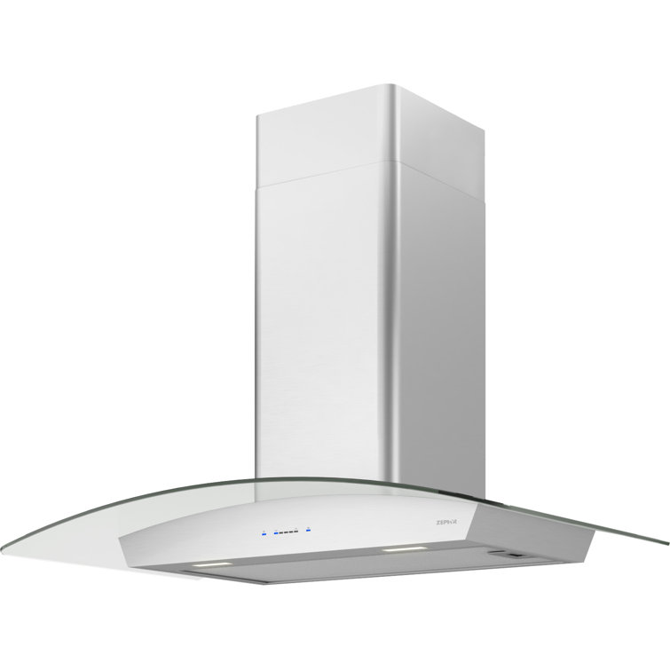 36'' Stainless Steel Convertible Island Range Hood with Glass Canopy