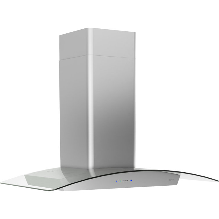 36'' Stainless Steel Convertible Island Range Hood with Glass Canopy