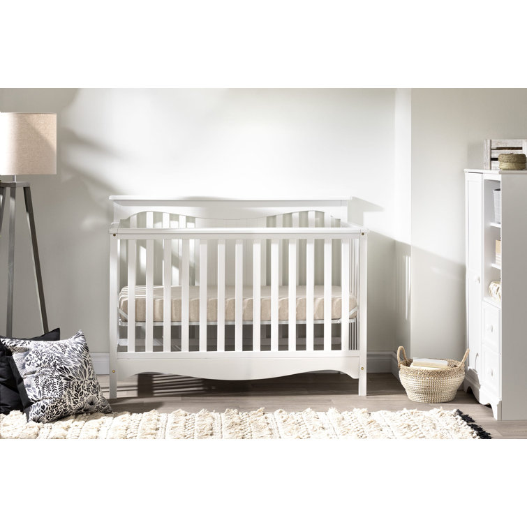 Savannah White Convertible Baby Crib with Toddler Rail
