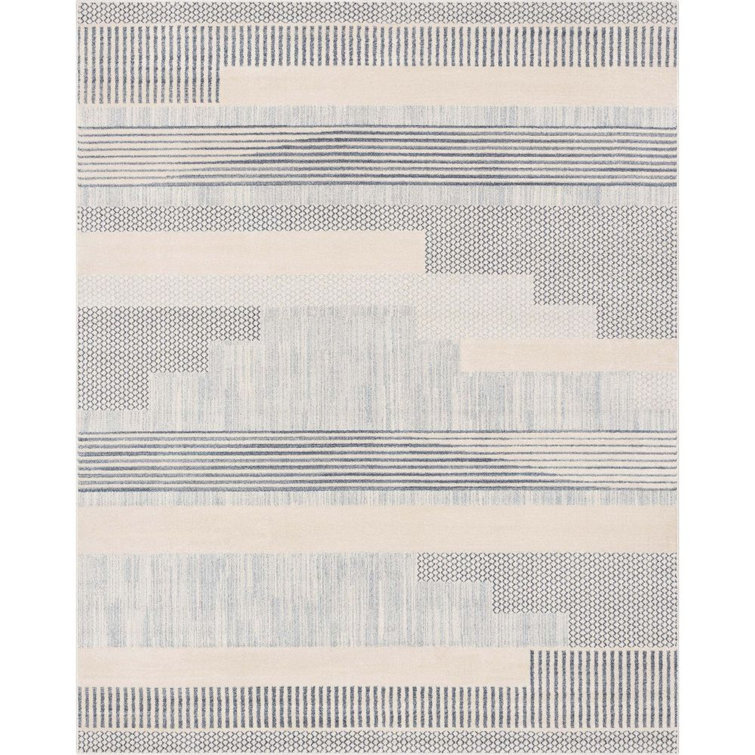 Harlow Briar Light Blue Geometric Synthetic Rectangular Rug 47" x 63"