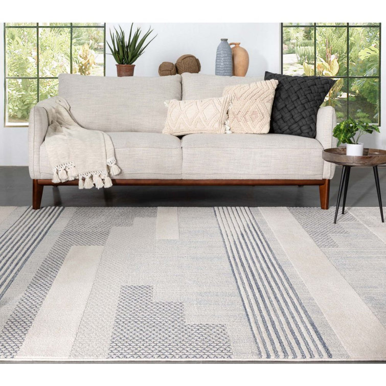 Harlow Briar Light Blue Geometric Synthetic Rectangular Rug 47" x 63"