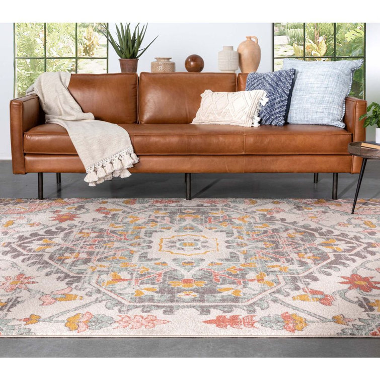 Blush Geometric Easy-Care Synthetic 7'10" x 9'10" Area Rug