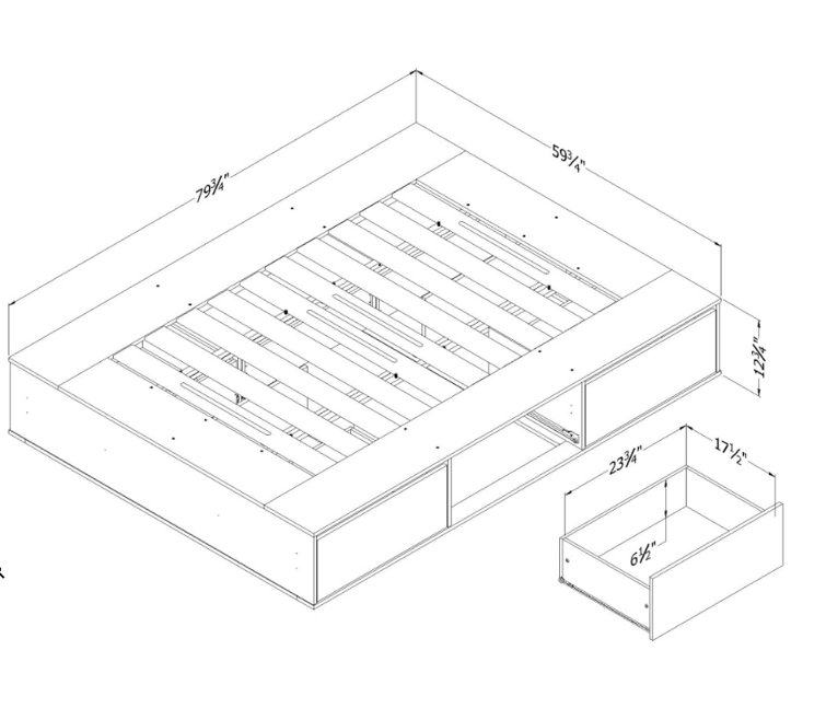 Weathered Oak Queen 6-Drawer Platform Bed with Storage