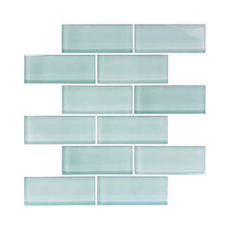 Aqua Seaglass 12" x 14" Peel and Stick Subway Tile