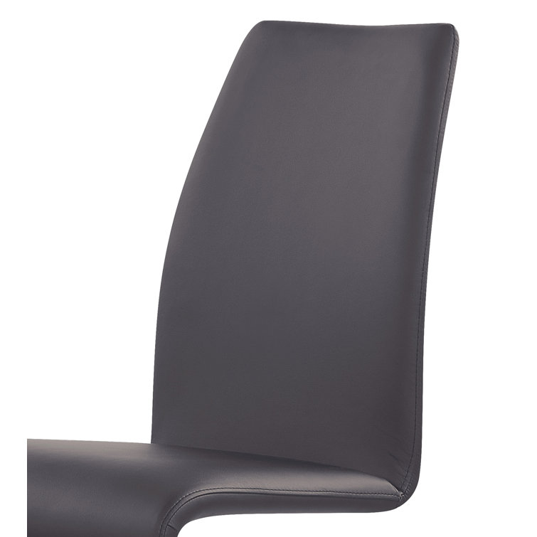 Gray Faux Leather Zig-Zag Side Chair with Chrome Base