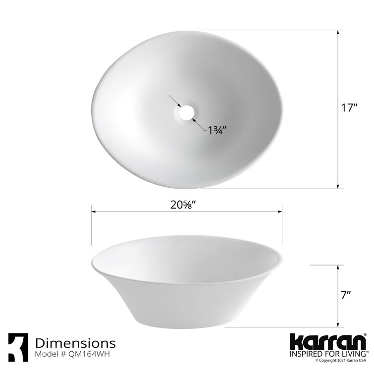 Elegant Matte White Acrylic Oval Above-Counter Vessel Sink