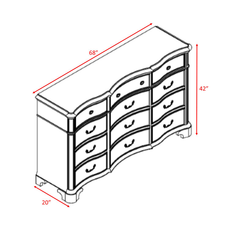 Tomlyn 68" Dark Cherry Poplar Wood Dresser with Felt Lined Drawers