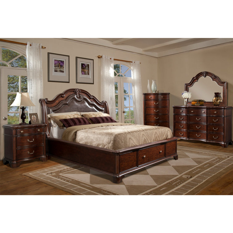Tomlyn 68" Dark Cherry Poplar Wood Dresser with Felt Lined Drawers