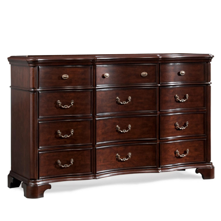 Tomlyn 68" Dark Cherry Poplar Wood Dresser with Felt Lined Drawers