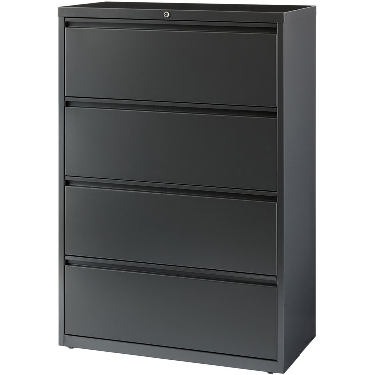 Charcoal 4-Drawer Lockable Steel Lateral File Cabinet