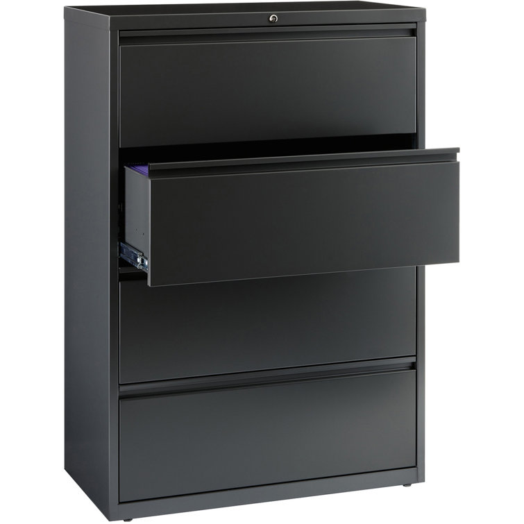 Charcoal 4-Drawer Lockable Steel Lateral File Cabinet