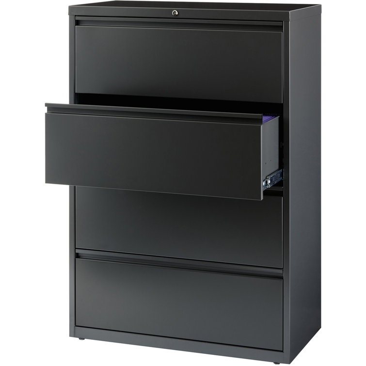 Charcoal 4-Drawer Lockable Steel Lateral File Cabinet