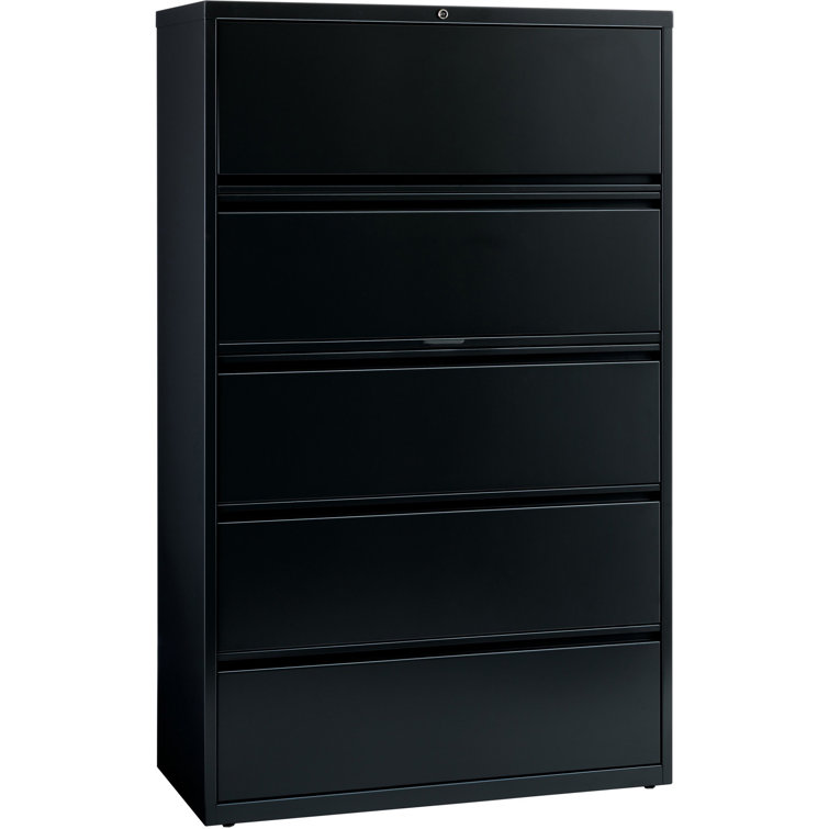 Essential 42'' Black Steel 5-Drawer Legal Size Lateral File Cabinet