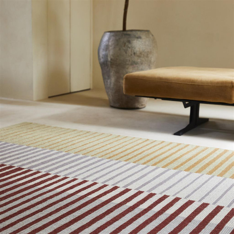 Handwoven Multicolor Striped Wool Area Rug 4'7'' x 6'7''
