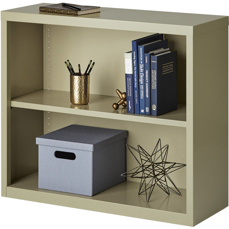 Adjustable Putty 2-Shelf Steel Bookcase with Durable Powder-Coat