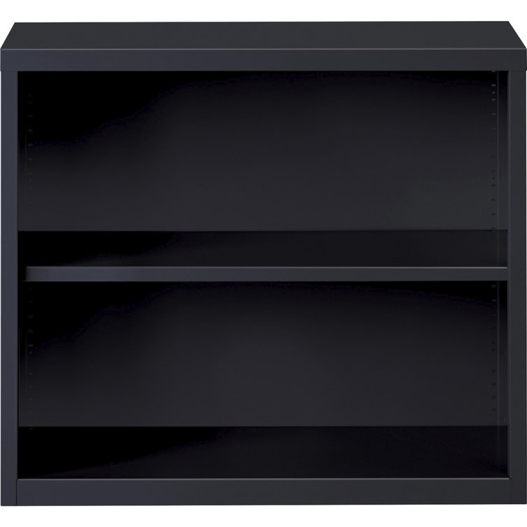 Adjustable Black Steel 2-Shelf Bookcase with Powder-Coat Finish