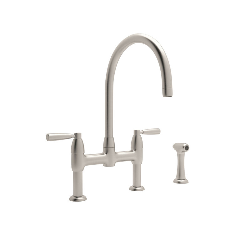 Elegant Polished Nickel Dual-Handle Kitchen Faucet with Sidespray