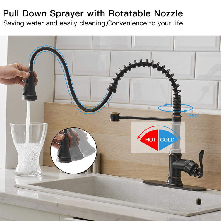 Oil Rubbed Bronze Kitchen Faucet with Pull-out Spray