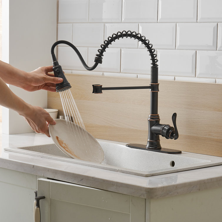 Oil Rubbed Bronze Kitchen Faucet with Pull-out Spray
