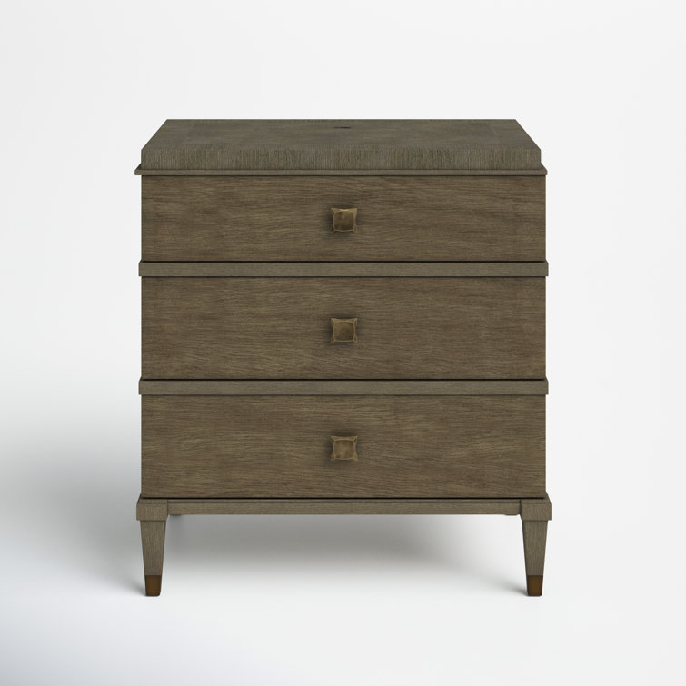 Transitional 3-Drawer Brown Nightstand with Sleek Design
