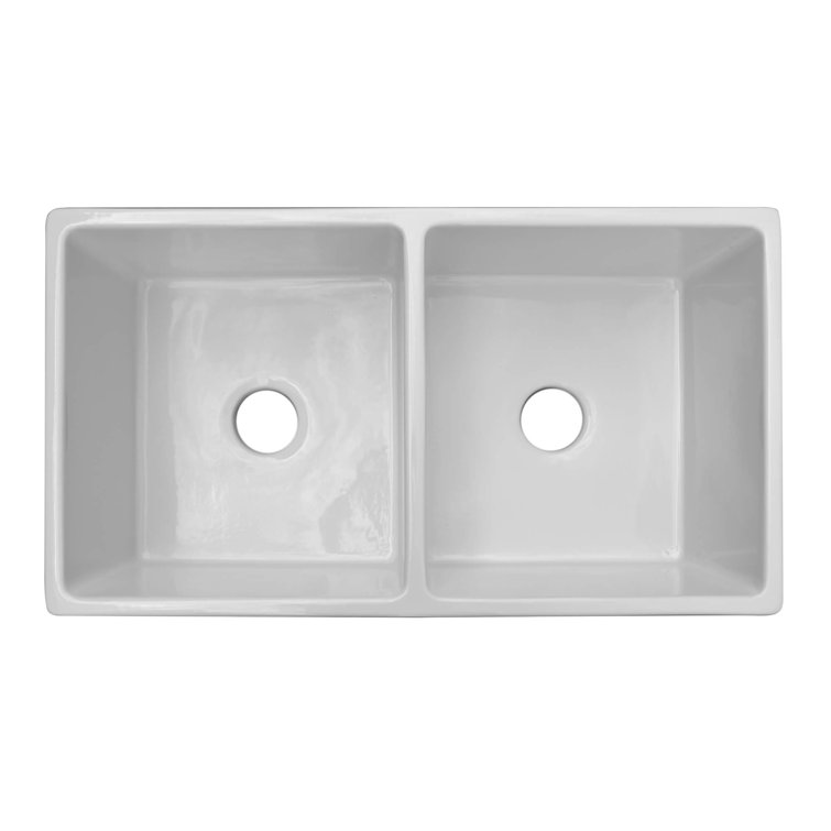 White Fireclay Double Basin Farmhouse Kitchen Sink