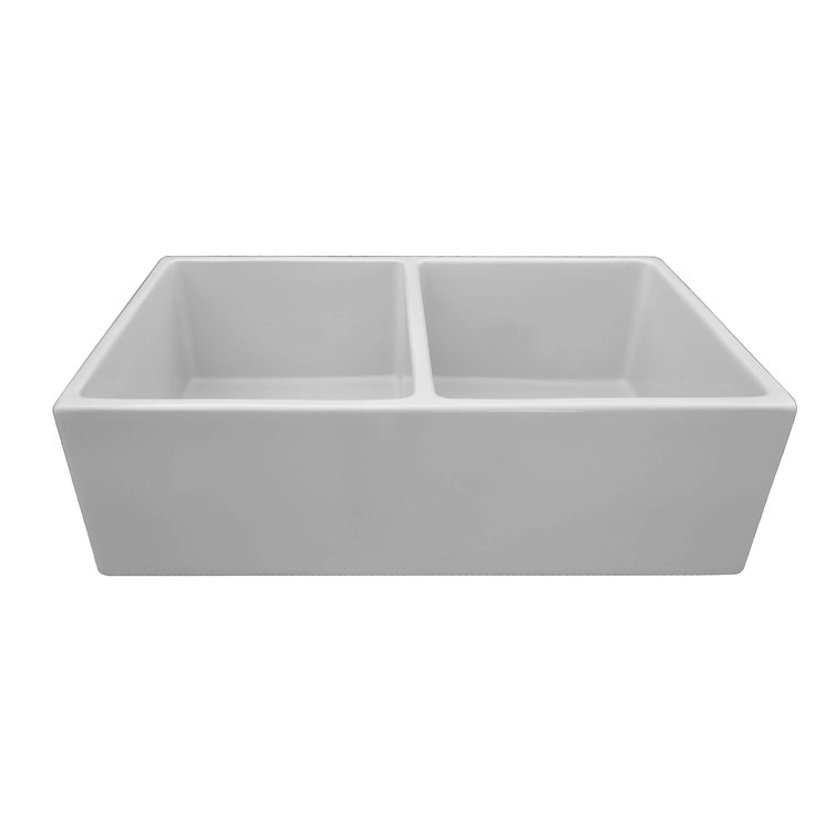 White Fireclay Double Basin Farmhouse Kitchen Sink